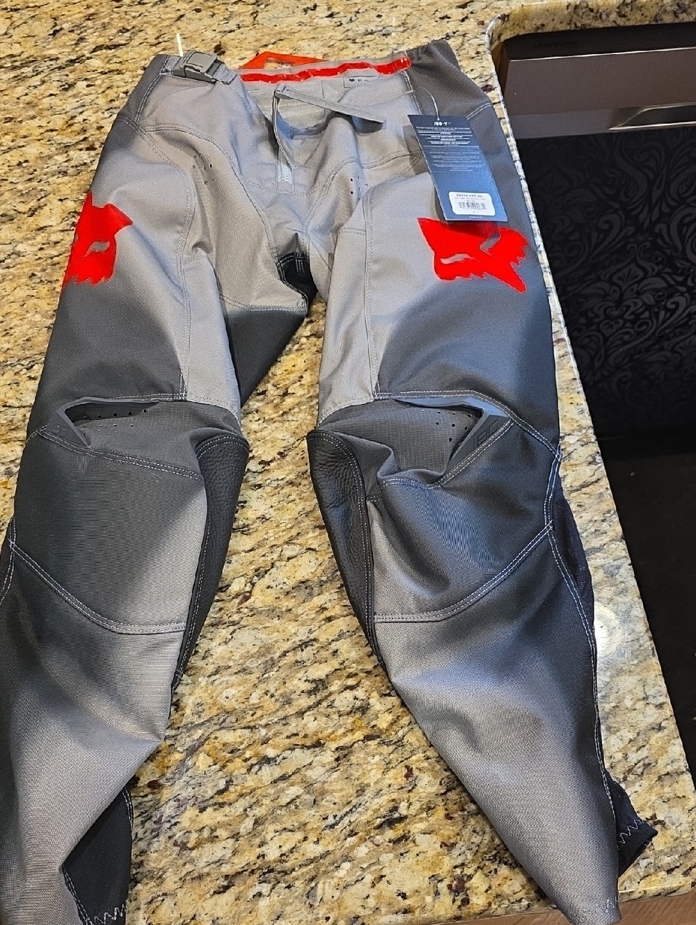 Fox Gray Riding Pants with Red Accents